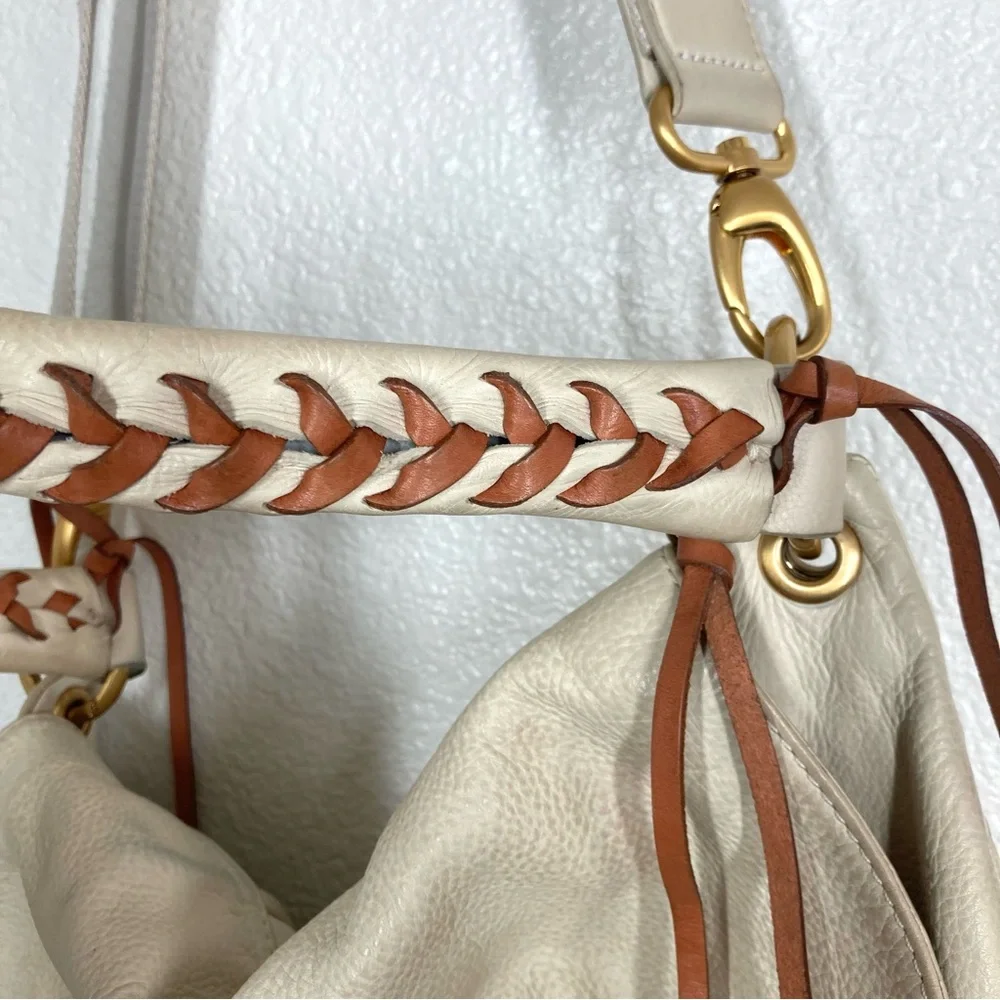 Christopher Kon large hobo Bag Boho Ivory Genuine pebbled leather Crossbody
